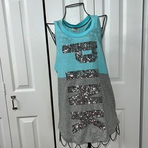 Gray color block racer back top